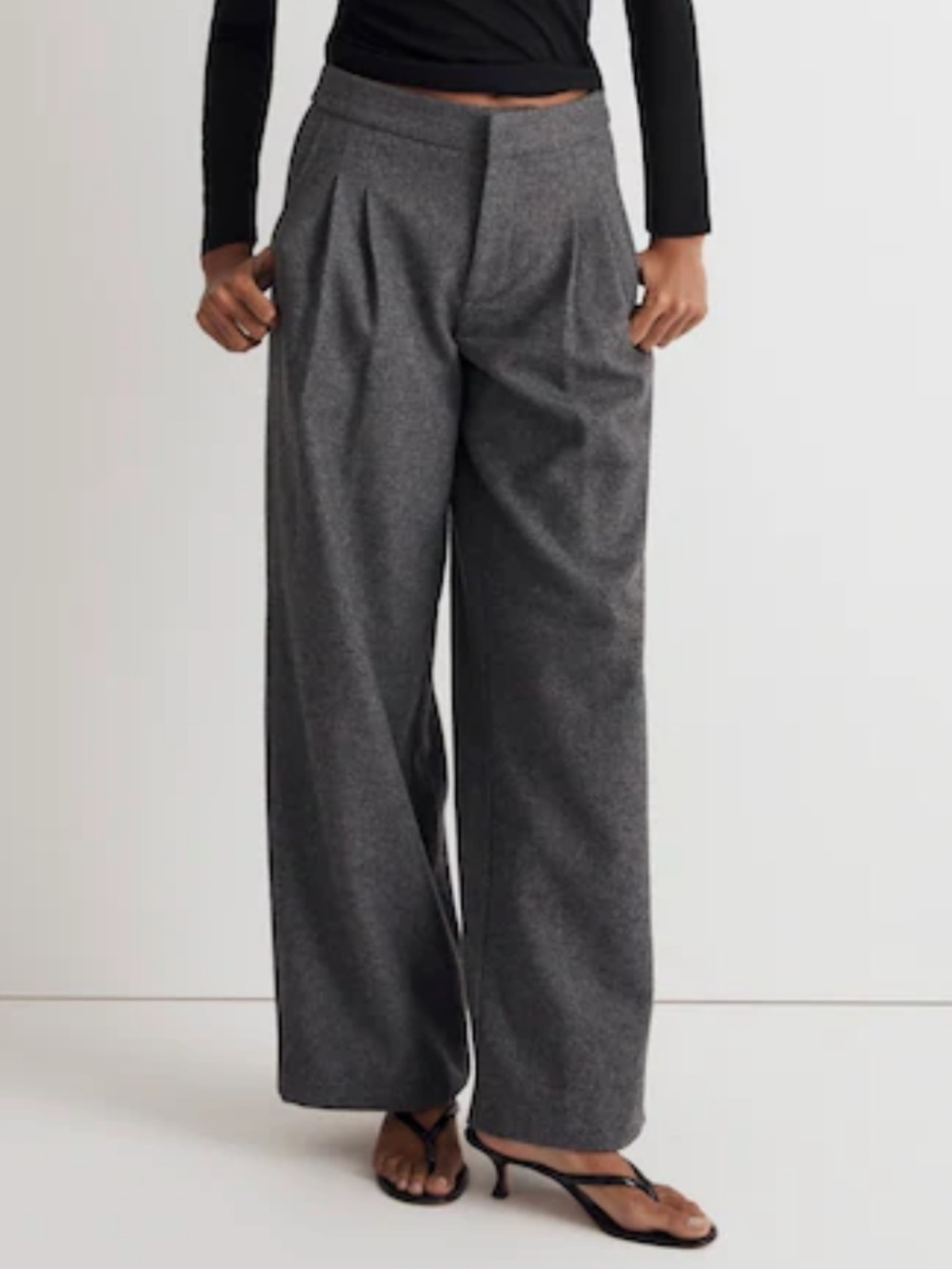 Madewell The Harlow Low-Slung Wide-Leg Pants Women’s Size 10 Wool Blend Pleated